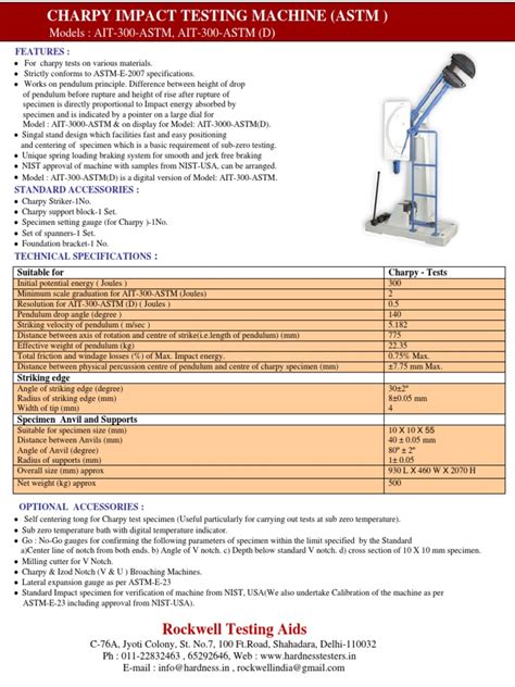 charpy test parameters